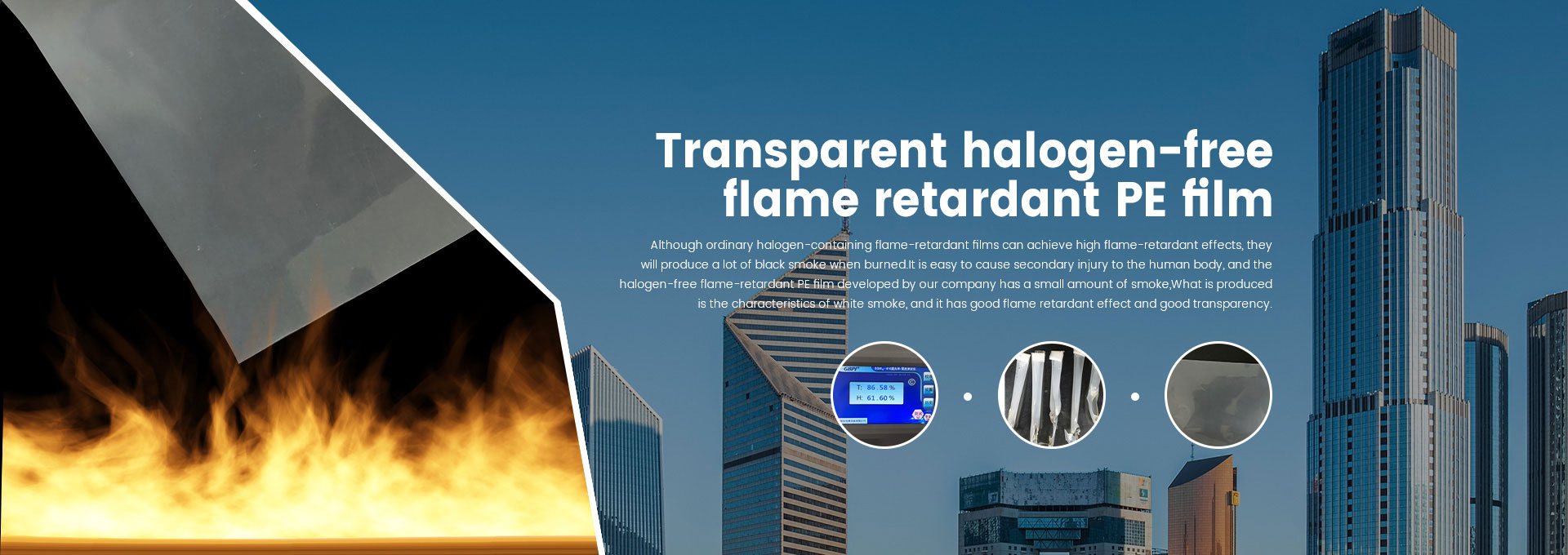Transparent halogen-free flame retardant PE film